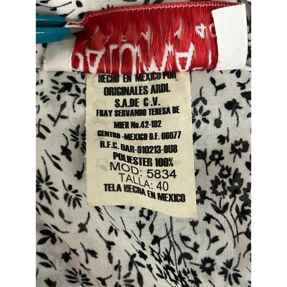 Paloma Carmin Floral Printed Blouse Ruffled Button Front 3/4 Sleeve 80's Size XL - Picture 7 of 8